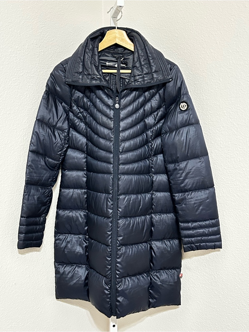 Bernardo Navy Quilted Long Puffer Jacket